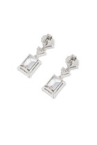 Multi-Shape Tiered Drop Earrings, Rhodium-Plated Brass & Cubic Zirconia